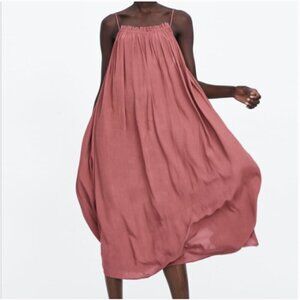 Zara long slip dress bloggers favorite dusty rose xs beach casual strappy loose